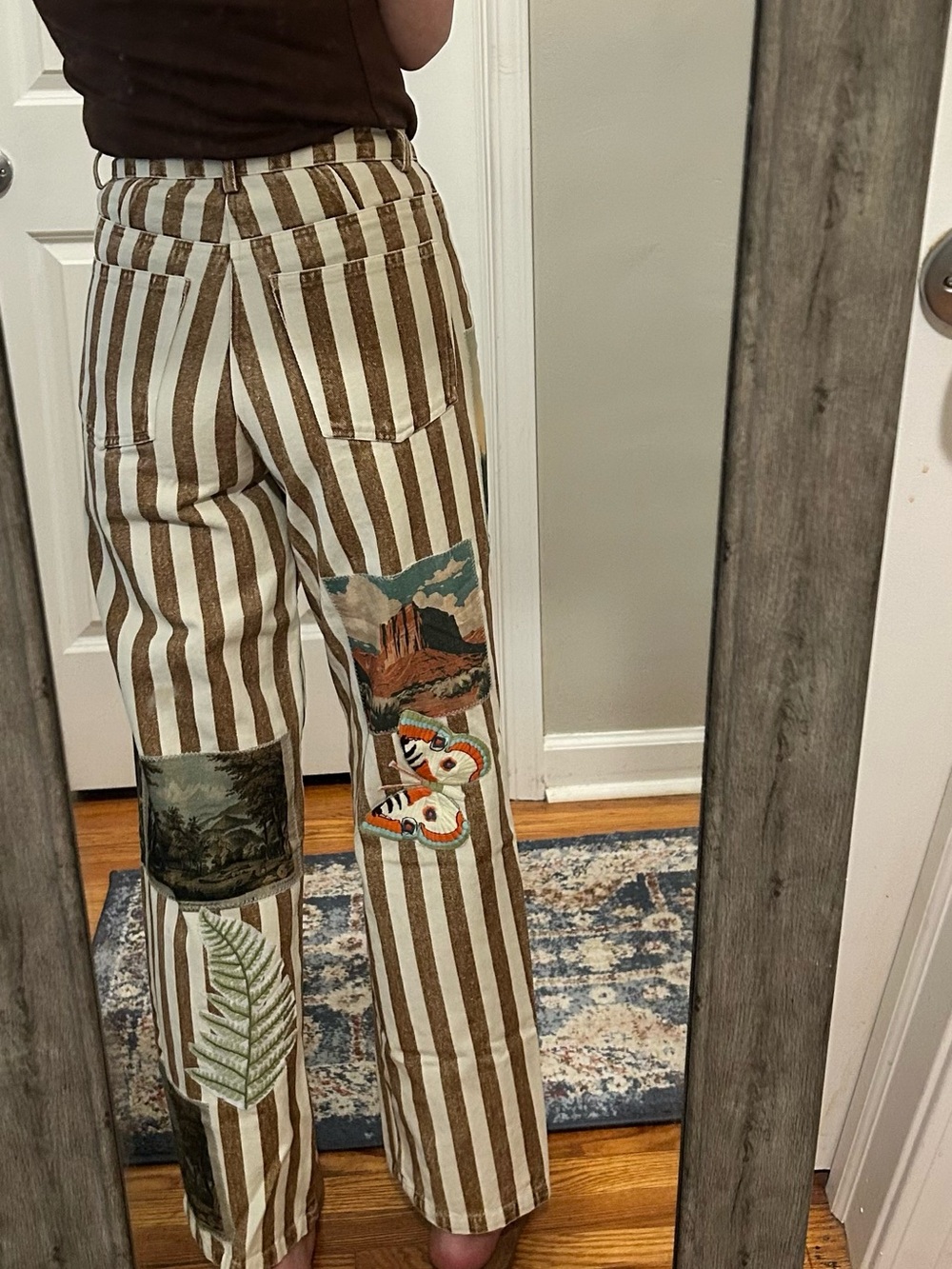 ❌SOLD❌ NWT Free People X Denim And Bone Roadtrip Striped Jeans Size XS (24) - Picture 7 of 16